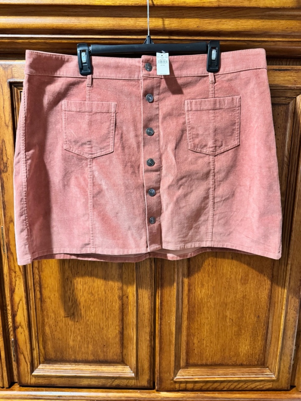 aerie Dusty Rose Pink Corduroy Button-Front Mini Skirt